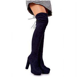 WS1 Wildleder Absatzstiefel Marineblau Minesa