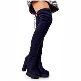 WS1 Overknee-Stiefel aus Wildleder Marineblau Fillis