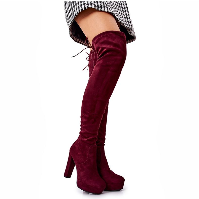 WS1 Wildleder Absatzstiefel Burgund Minesa rot