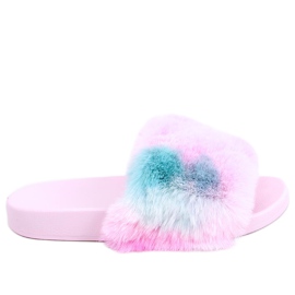 Emy Pink Ombre Pelzhausschuhe lila rosa blau