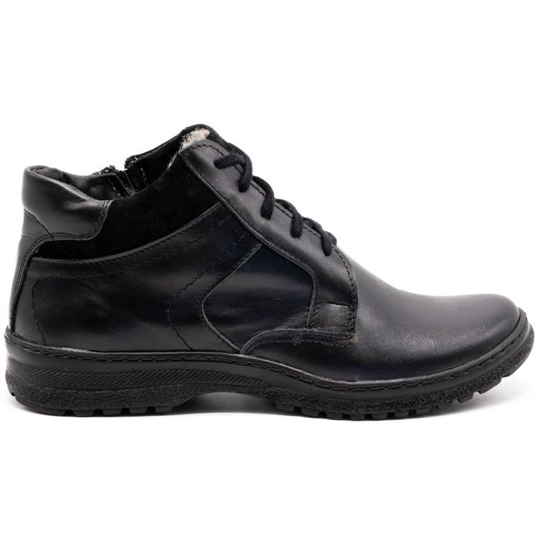 KOMODO Schwarze Herren Winter Lederschuhe 907K