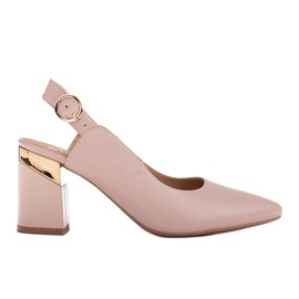 Marco Shoes Beige Pumps mit goldenem Ferseneinsatz rosa