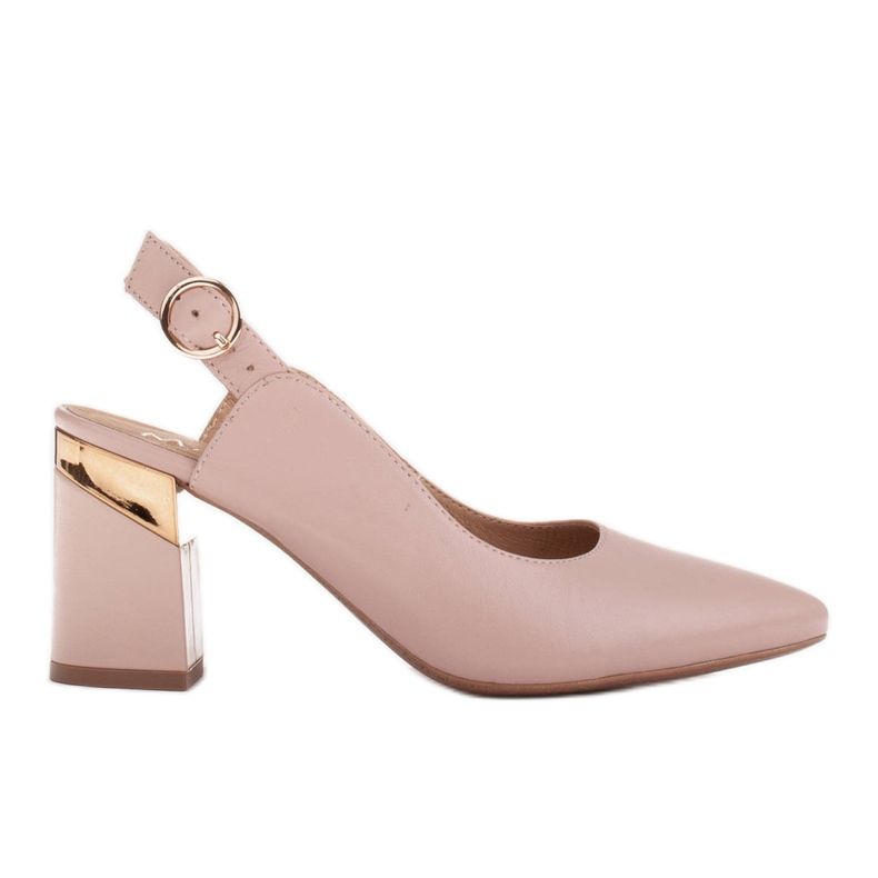 Marco Shoes Beige Pumps mit goldenem Ferseneinsatz rosa
