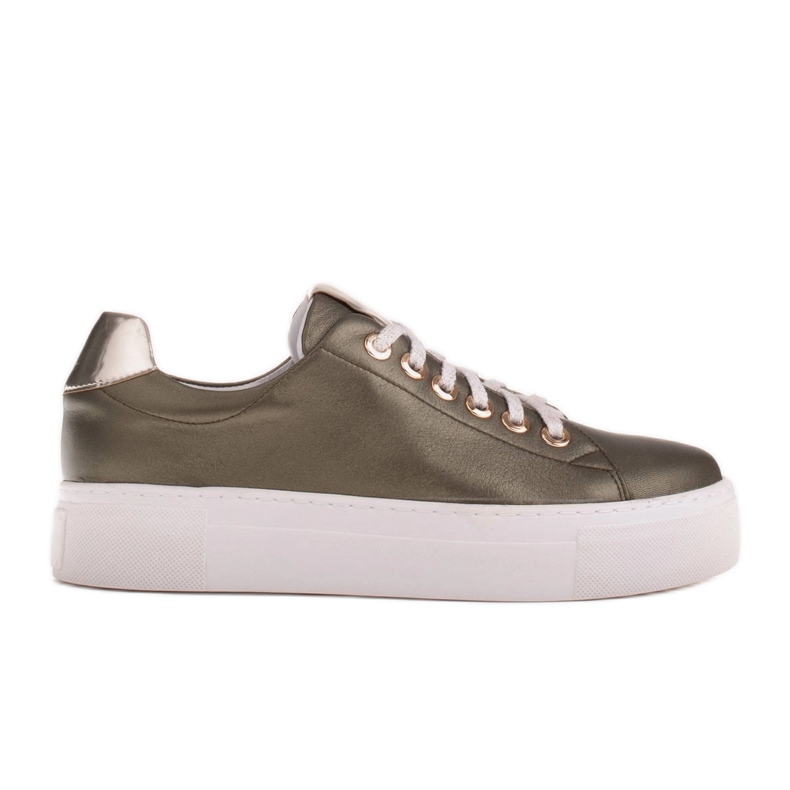 Marco Shoes Damen Sneaker aus echtem Leder auf dicker Sohle grün