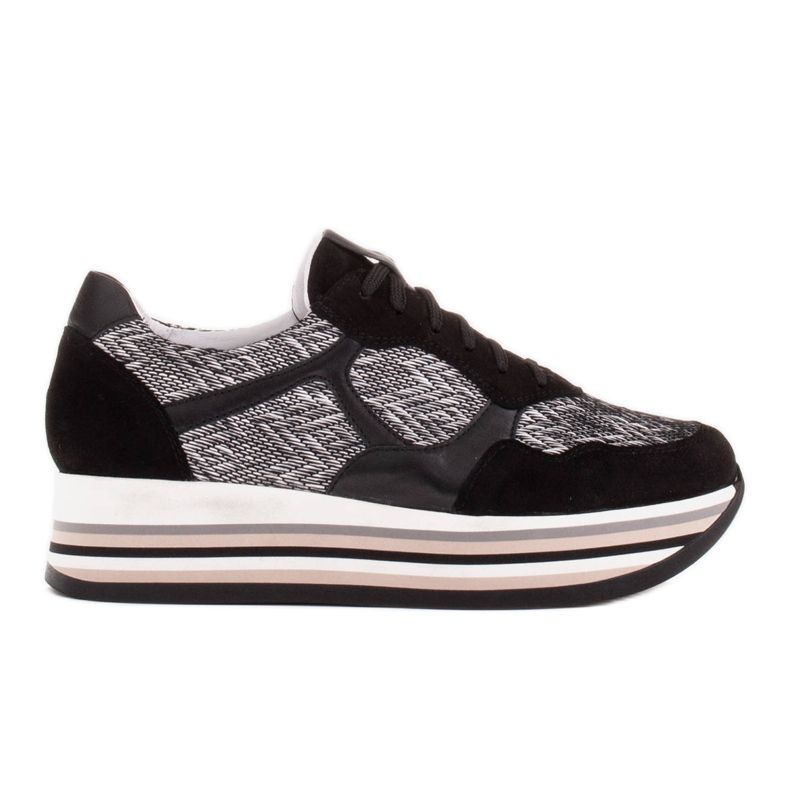 Marco Shoes Sneakers auf dicker Sohle aus Naturleder weiß schwarz