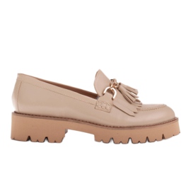 Marco Shoes Loafer mit goldener Kette auf leichter Sohle beige