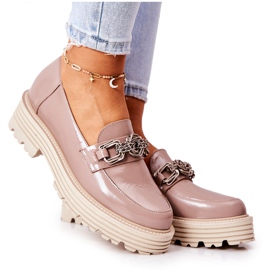 Damen Brogues Loafer Leder Dunkelbeige Laura Messi 2383