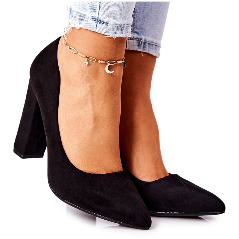 WS1 Wildlederpumps Auf Einer Schwarzen Valoris-Leiste