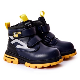 PJ2 Warme Kinderstiefel mit Klettverschluss Marineblau Fruzio