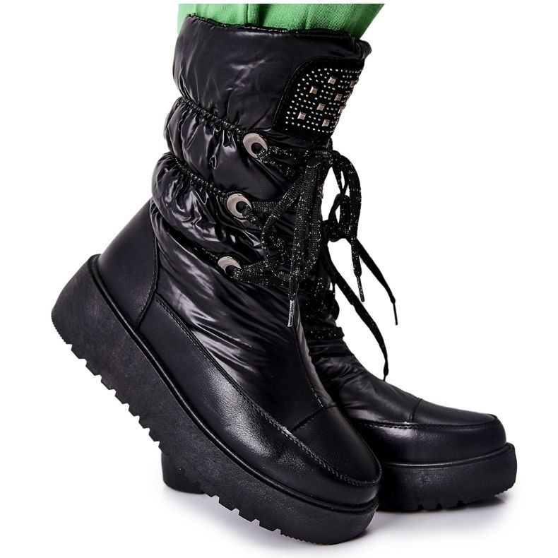 S.Barski Schwarze warme Schneestiefel für Damen Chardonnay