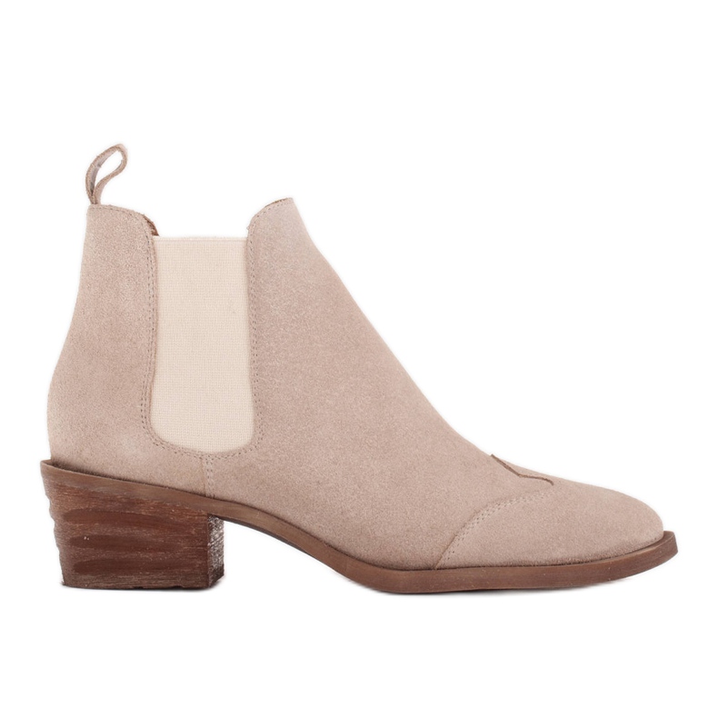 Marco Shoes Chelsea Boots mit hohem Absatz aus natürlichem Wildleder beige