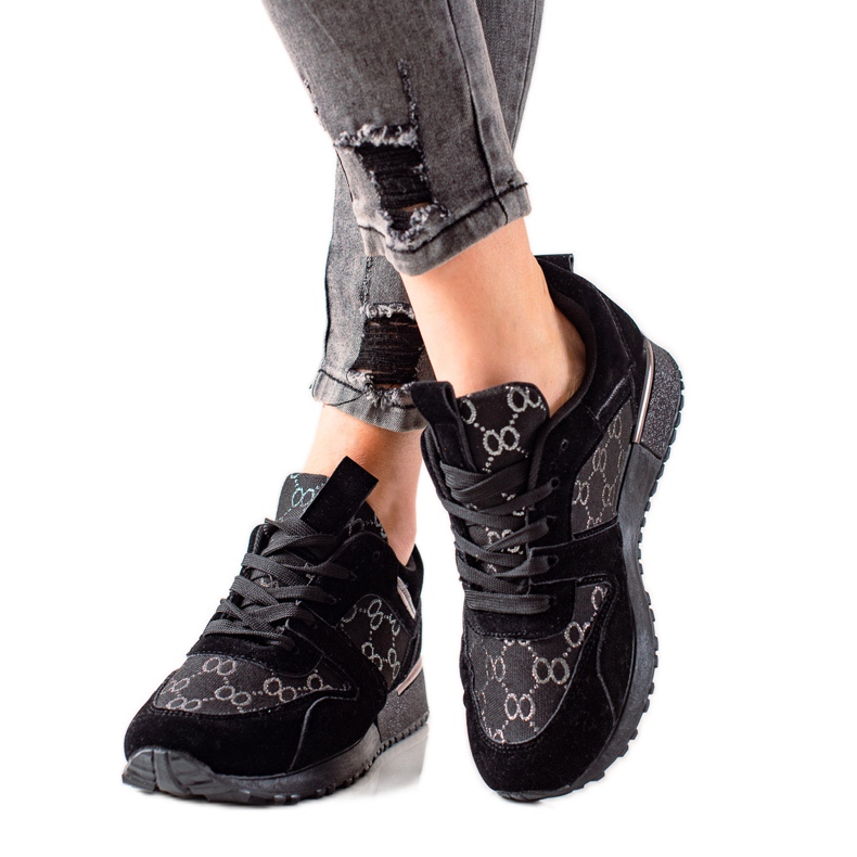 Evento Stylische Sneaker mit Glitzer schwarz