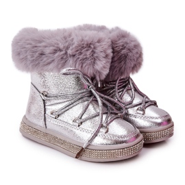 FR1 Kinder-Schneestiefel mit Fell Silver Grandis silber-