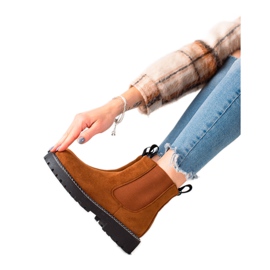 Ideal Shoes Plateaustiefeletten aus Wildleder braun