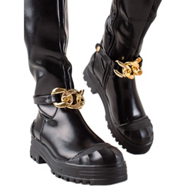 Diamantique Stiefel mit Modeschmuck schwarz