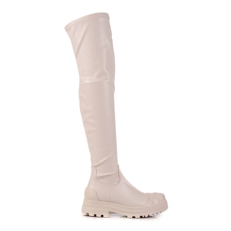 Diamantique Hohe Stiefel mit Öko-Leder beige