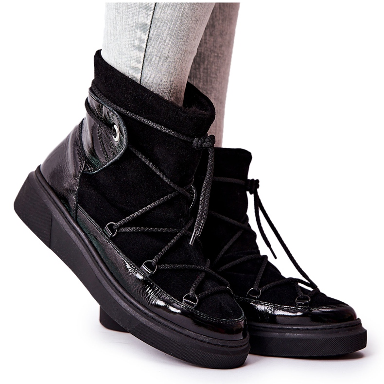 PF1 Warme Wildleder-Schneestiefel Schwarz Clarem