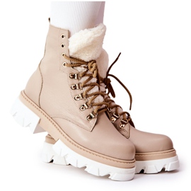 PF1 Warme Lederstiefel Workery Beige Lecolly