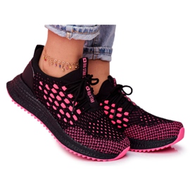 Damen Sportschuhe Sneakers Big Star Schwarz Fuchsia FF274964 rosa