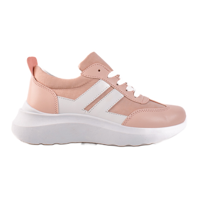 Ideal Shoes Modische Turnschuhe mit Streifen weiß rosa