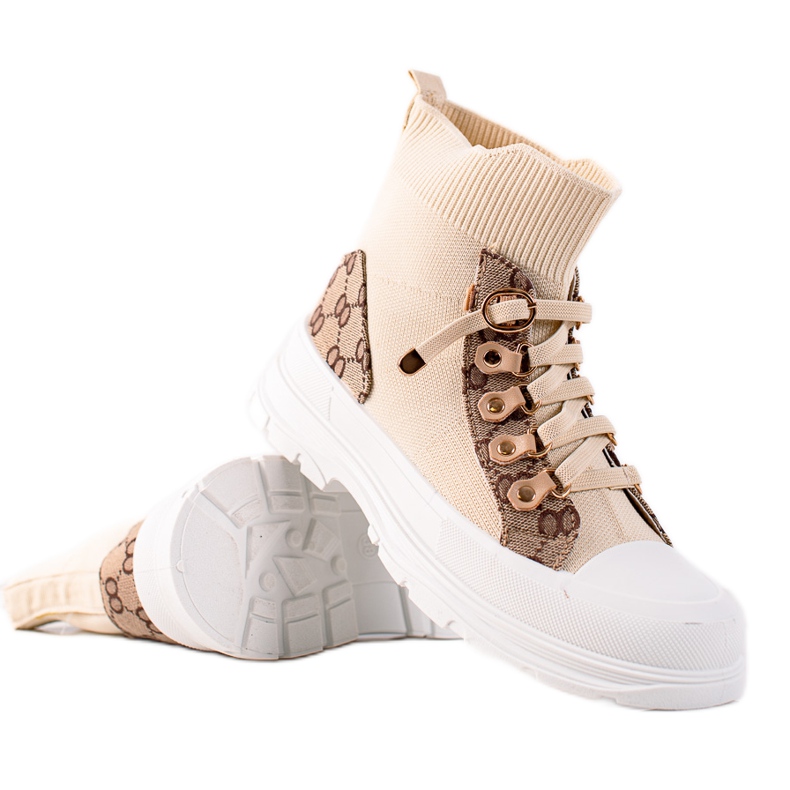 TRENDI Hohe Sportschuhe beige braun