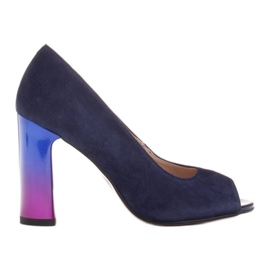 Marco Shoes 1100P marineblaue Pumps mit mehrfarbigem Absatz
