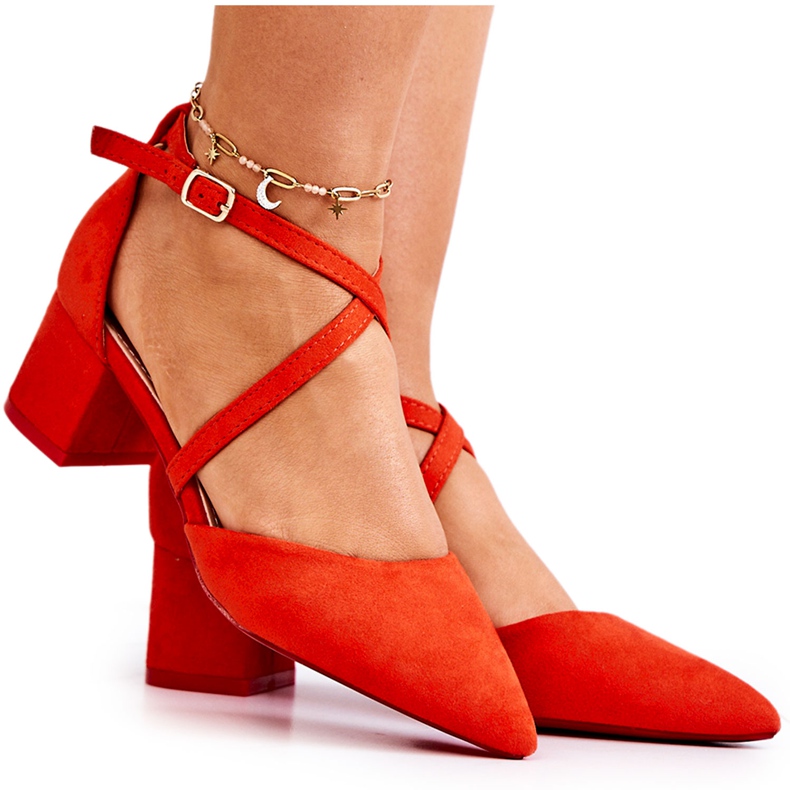 WS1 Pumps auf einer Stange mit Spitz Orange Jodie rot