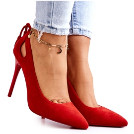 PS1 Damen Stilettos Wildleder mit Spitz Red Leven rot