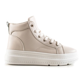 Renda Hohe Turnschuhe mit Öko-Leder beige