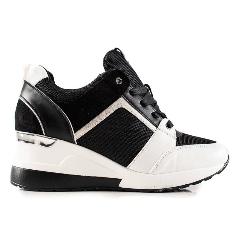 TRENDI Leichte Sneakers mit Keilabsatz weiß schwarz