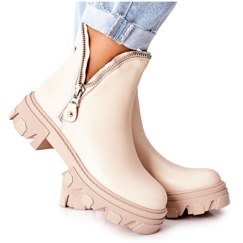FI1 Damen Stiefeletten mit Ausschnitten Beige Rhythm