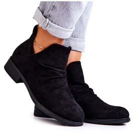 PS1 Gekräuselte Stiefel mit Lochmuster Schwarz Cynthia