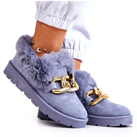 PS1 Damen Hausschuhe mit Goldkette Blau Ardrums