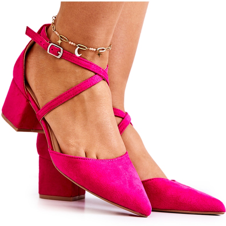 PS1 Damen Pumps mit Absatz in Spitz Fuchsia Cosmo rosa
