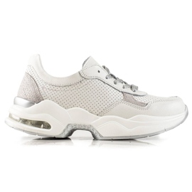 Goodin Sneakers aus durchbrochenem Leder weiß silber-