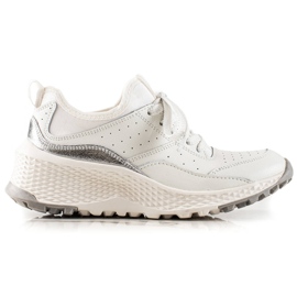 Goodin Stylische Ledersneaker weiß silber-