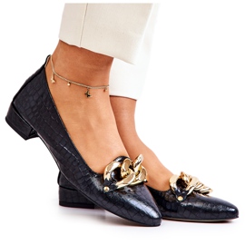 PA2 Pumps aus Leder mit Schlangenmuster Schwarz Elissabeth