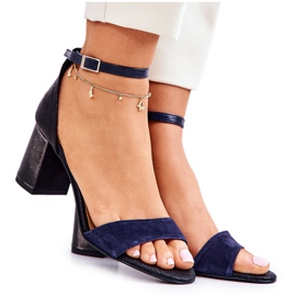 PA2 Ledersandalen auf einer Bar Schwarz und Marineblau Lorene
