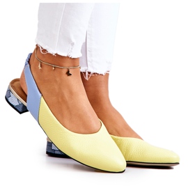 PA2 Leder Open Heel Ballerina Gelb-Blau Noreen