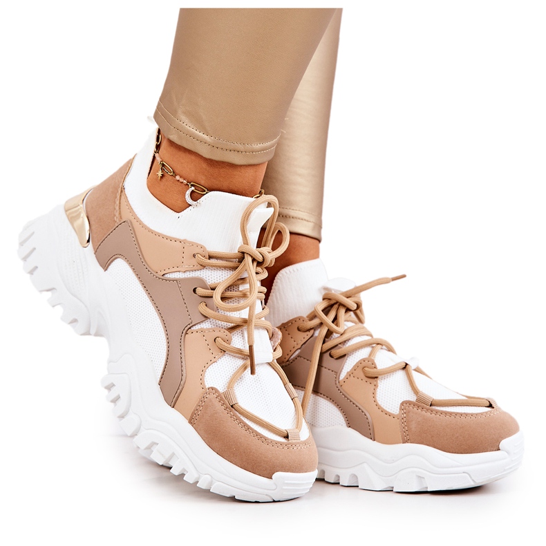 FS2 Sportschuhe Turnschuhe Socken Beige und Weiß Colleen