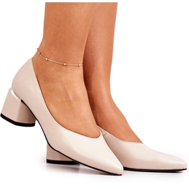 PA2 Leder Pumps Toe In Spitz Beige Marilyn