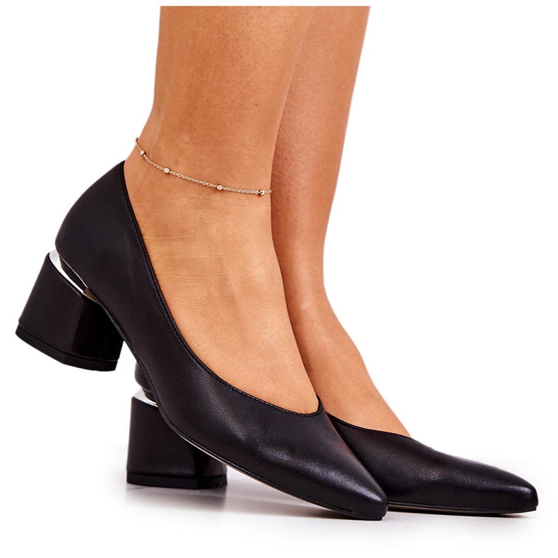 Leder Pumps Toe In Spitz Schwarz Marilyn