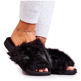 Hausschuhe mit Fell, Gummi schwarz Pollie