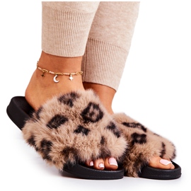 PM1 Hausschuhe mit Fell, Gummi Leopard Brown Noelle beige braun