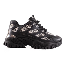 TRENDI Schwarze Turnschuhe auf der Plattform