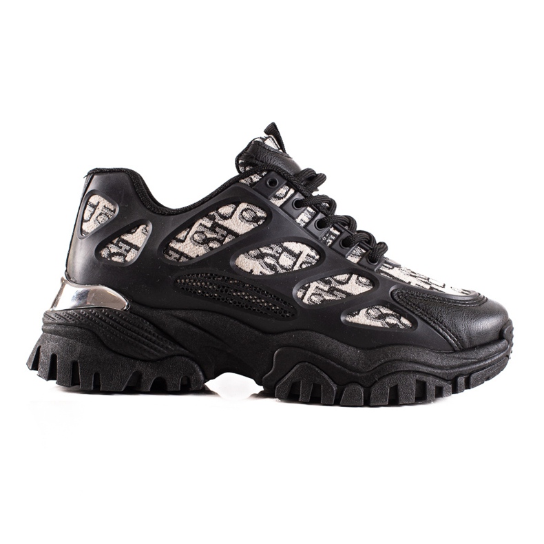 TRENDI Schwarze Turnschuhe auf der Plattform