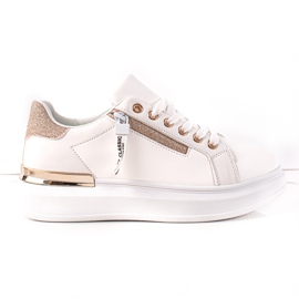 BUONAROTTI Weiße Turnschuhe mit dekorativem Reißverschluss