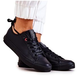 Niedrige Lederturnschuhe Big Star JJ274006 Schwarz