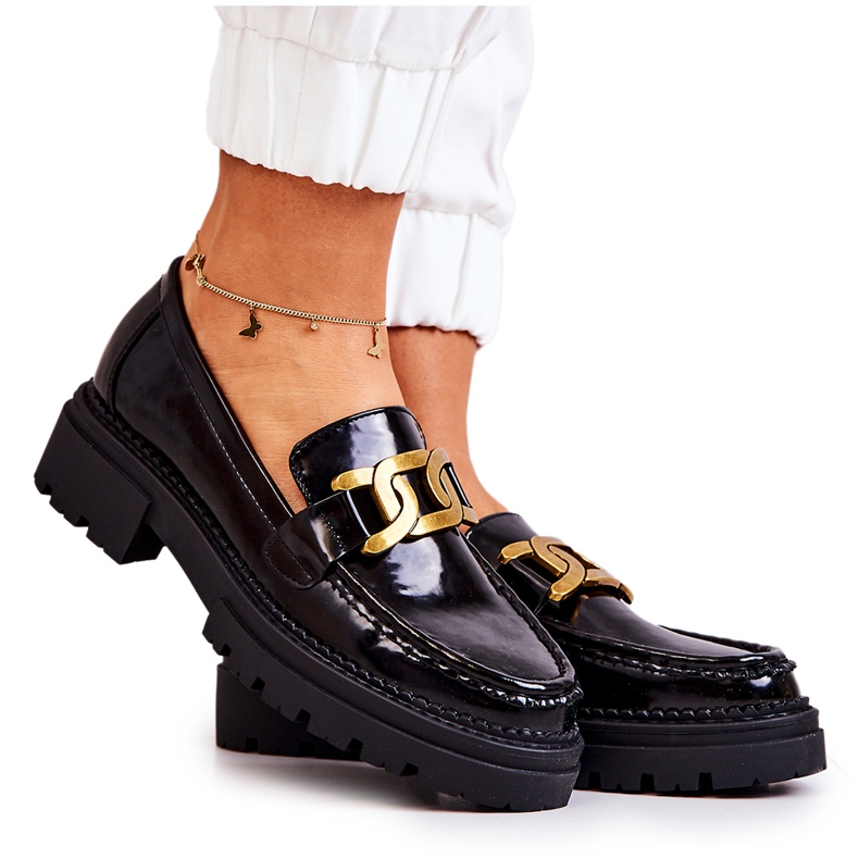 PL5 Lackierte Loafer mit La.Fi-Dekoration Black Laurene schwarz