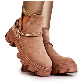PS1 Arbeiterstiefel aus Wildleder mit Streifen Beige Moriah braun